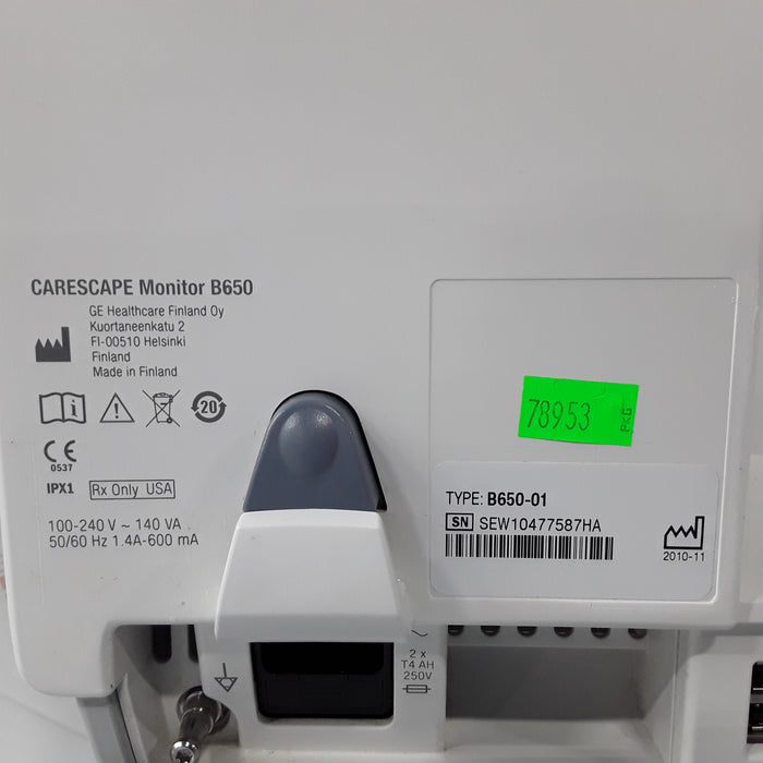 GE Healthcare Carescape B650 w/ Masimo PDM Patient Monitor