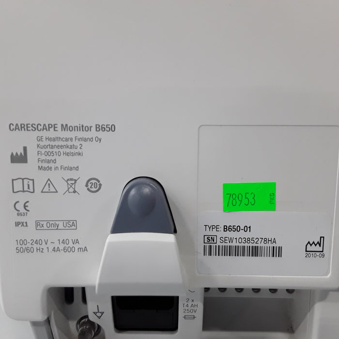 GE Healthcare Carescape B650 w/ Masimo PDM Patient Monitor