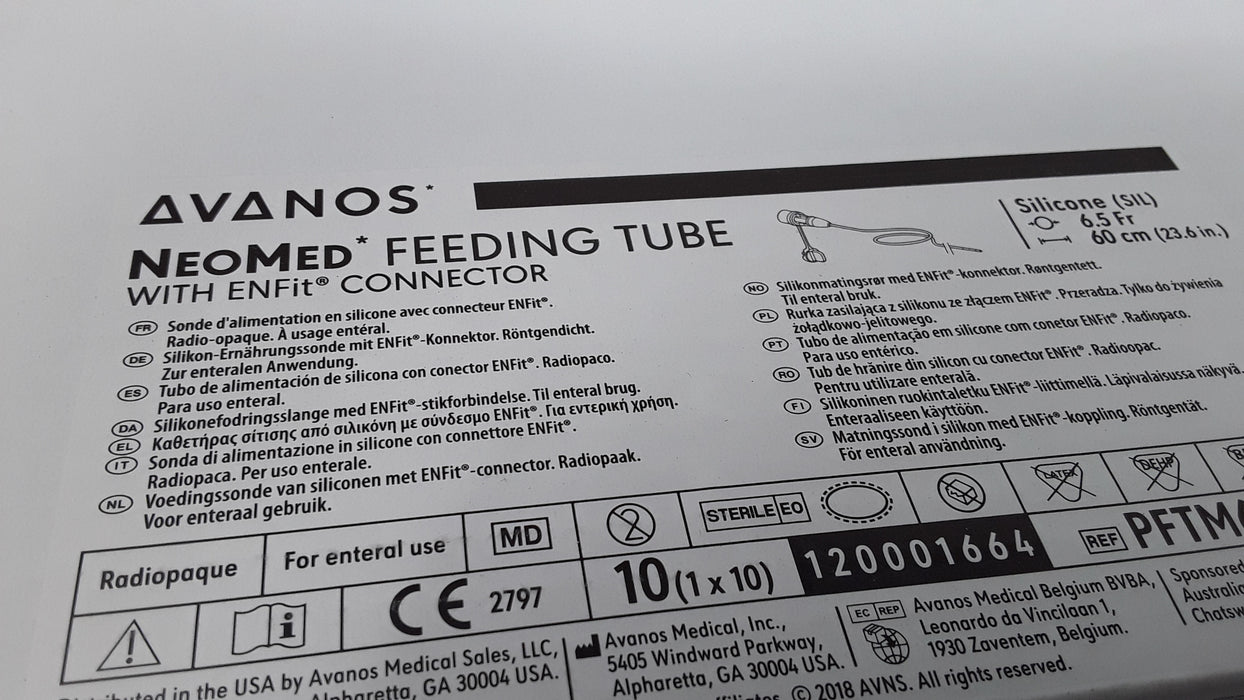 Avanos PFTM6.5S-NC NeoMed Feeding Tube Silicone 6.5fr 60cm