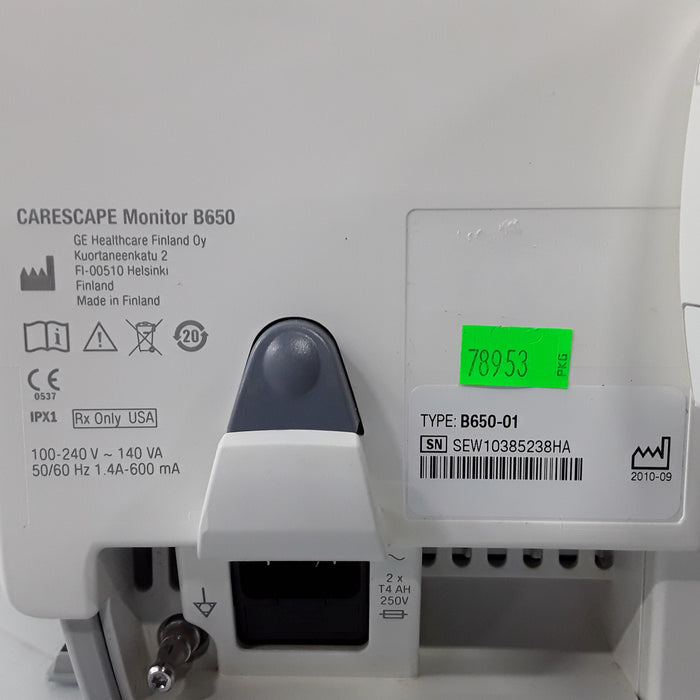 GE Healthcare Carescape B650 w/ Masimo PDM Patient Monitor