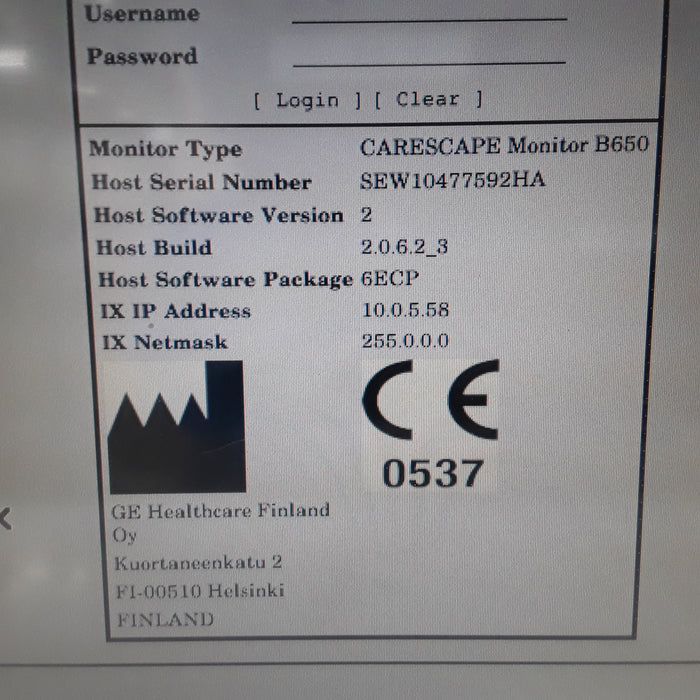 GE Healthcare Carescape B650 w/ Masimo PDM Patient Monitor