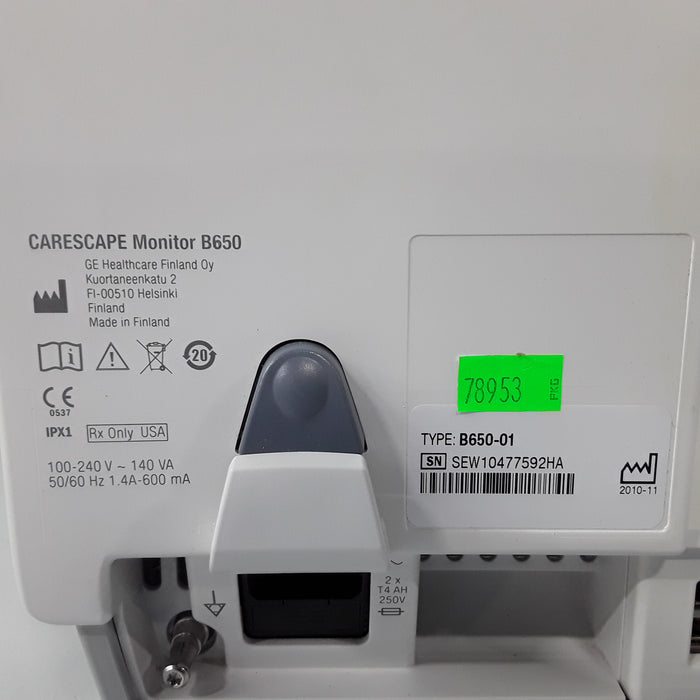 GE Healthcare Carescape B650 w/ Masimo PDM Patient Monitor