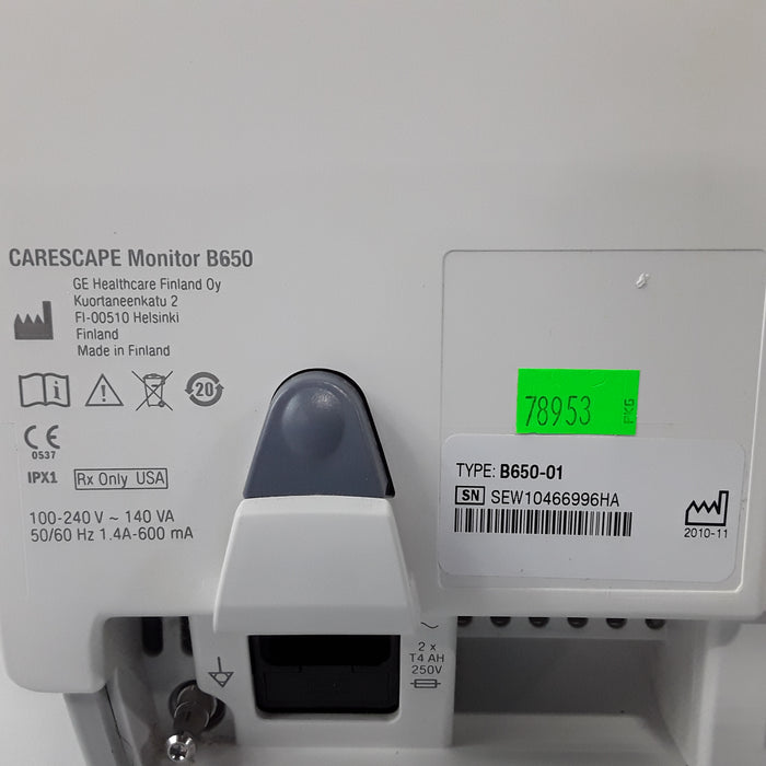 GE Healthcare Carescape B650 w/ Masimo PDM Patient Monitor