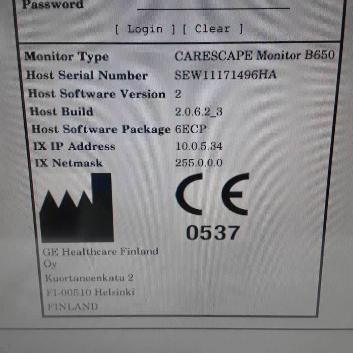 GE Healthcare Carescape B650 w/ Masimo PDM Patient Monitor