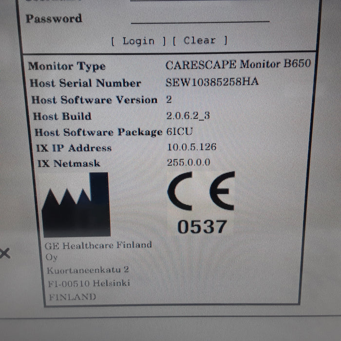 GE Healthcare Carescape B650 w/ Masimo PDM Patient Monitor