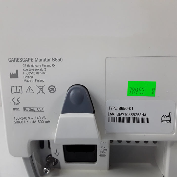 GE Healthcare Carescape B650 w/ Masimo PDM Patient Monitor