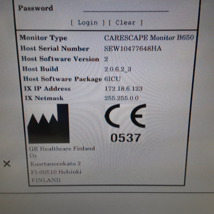 GE Healthcare Carescape B650 w/ Masimo PDM Patient Monitor