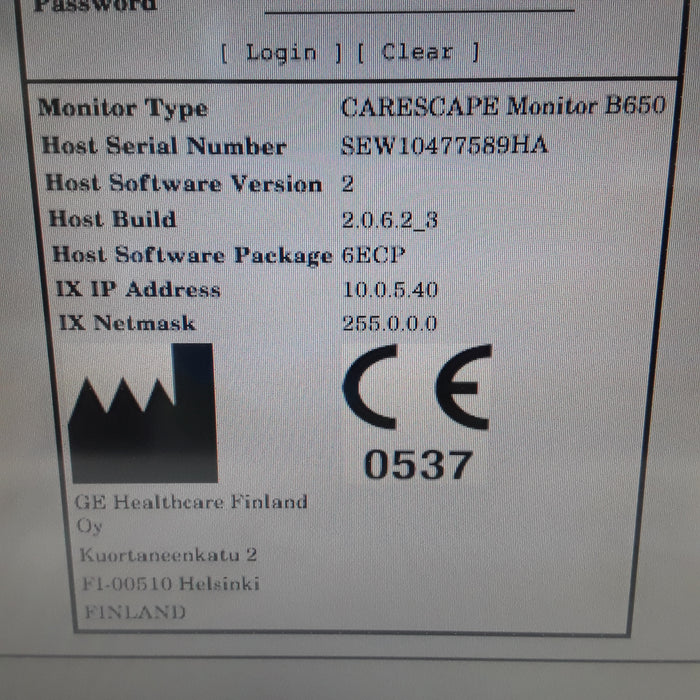 GE Healthcare Carescape B650 w/ Masimo PDM Patient Monitor