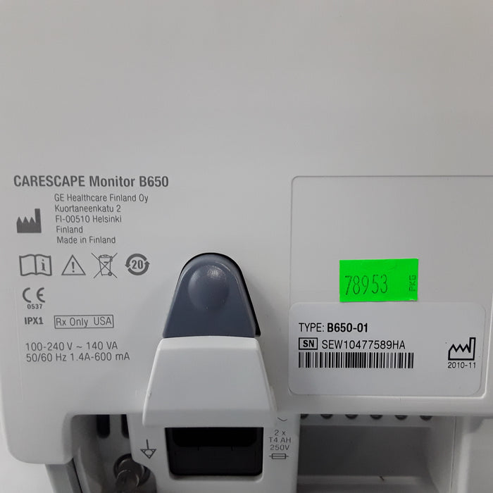 GE Healthcare Carescape B650 w/ Masimo PDM Patient Monitor