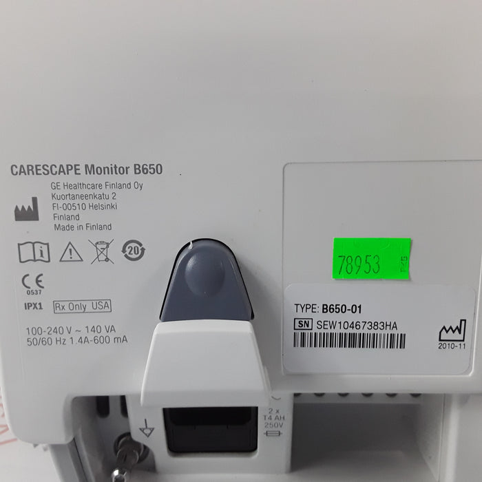 GE Healthcare Carescape B650 w/ Masimo PDM Patient Monitor