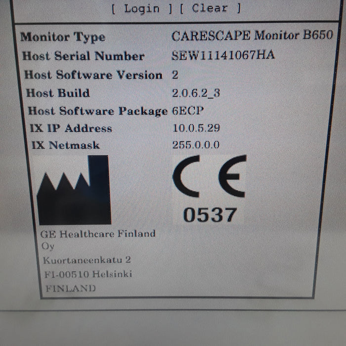 GE Healthcare Carescape B650 w/ Masimo PDM Patient Monitor