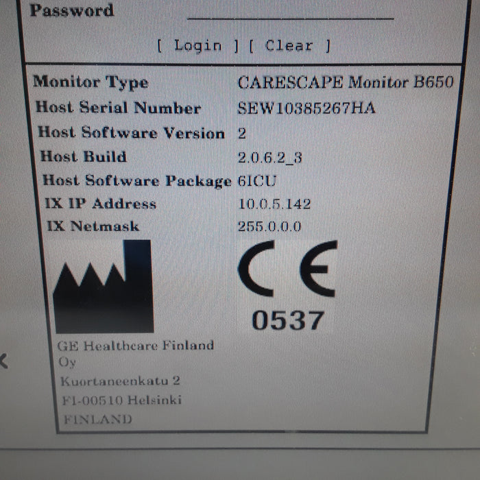 GE Healthcare Carescape B650 w/ Masimo PDM Patient Monitor