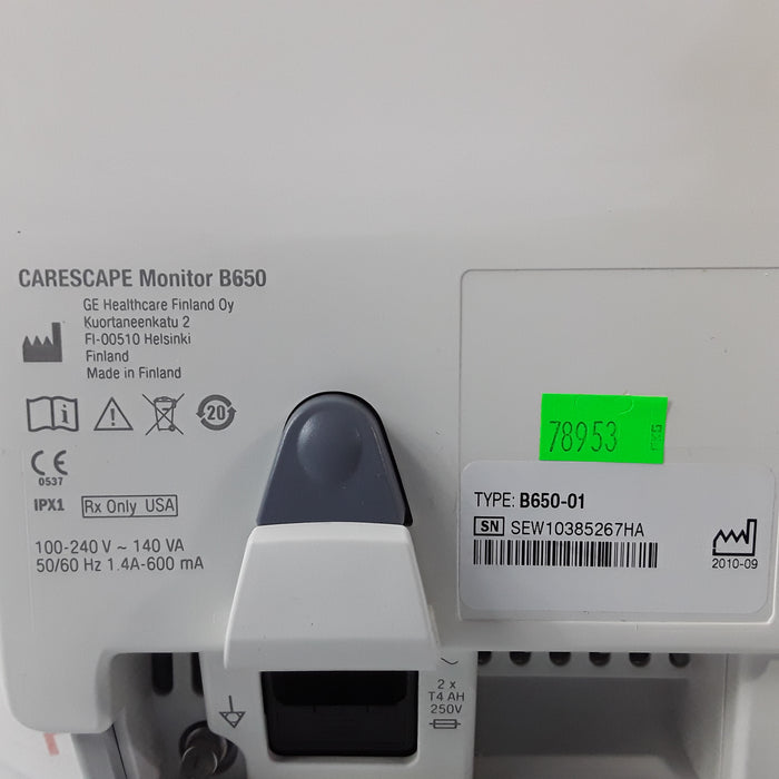 GE Healthcare Carescape B650 w/ Masimo PDM Patient Monitor