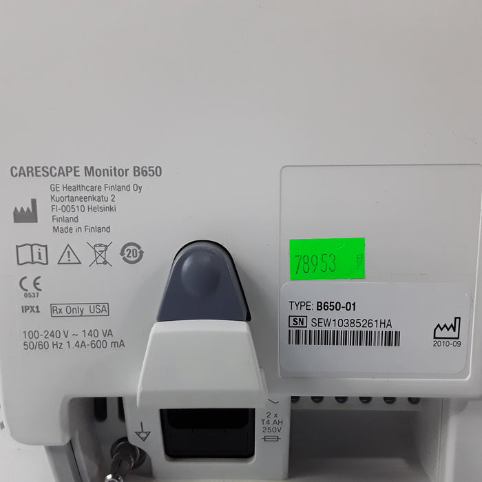 GE Healthcare Carescape B650 w/ Masimo PDM Patient Monitor