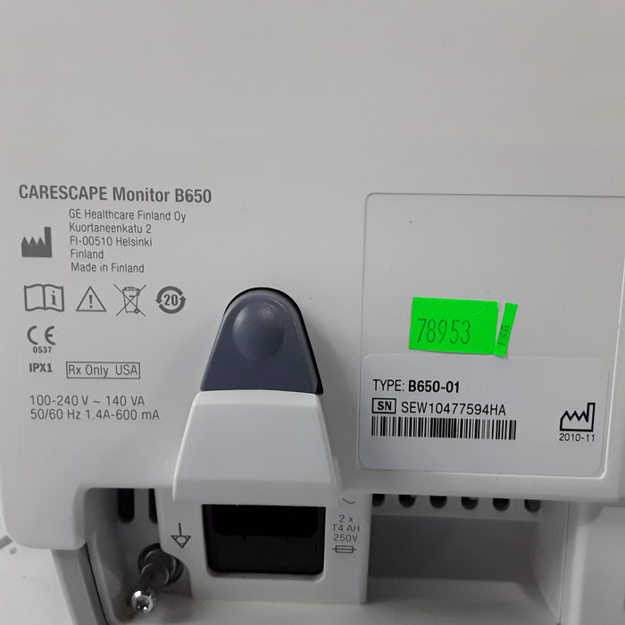 GE Healthcare Carescape B650 w/ Masimo PDM Patient Monitor