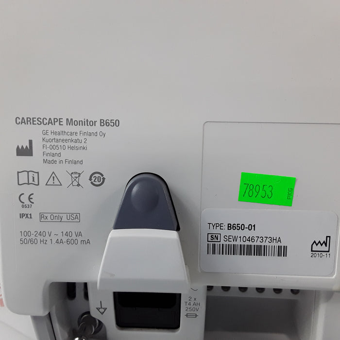 GE Healthcare Carescape B650 w/ Masimo PDM Patient Monitor