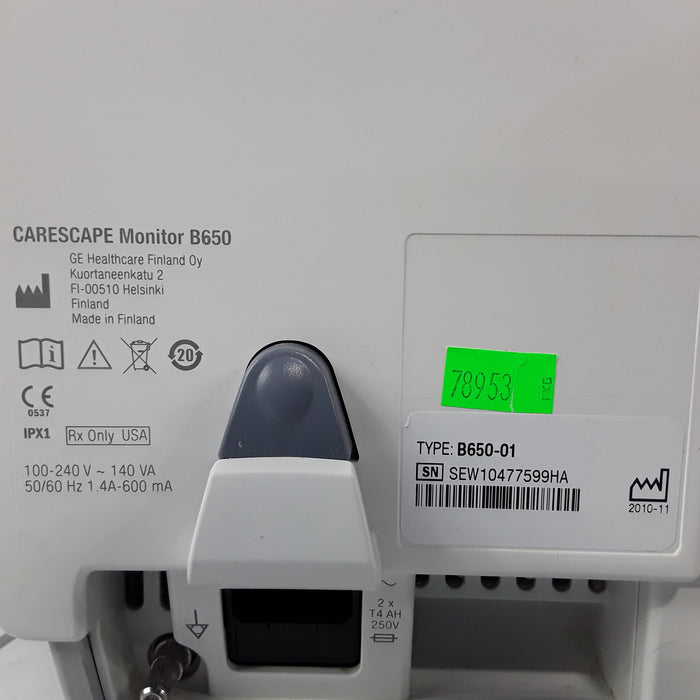 GE Healthcare Carescape B650 w/ Masimo PDM Patient Monitor