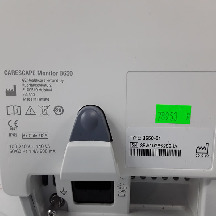 GE Healthcare Carescape B650 w/ Masimo PDM Patient Monitor