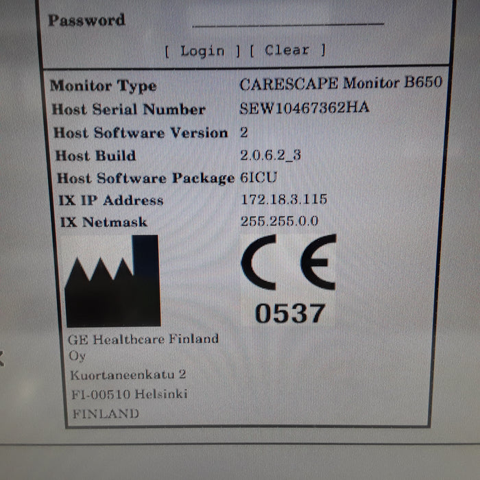 GE Healthcare Carescape B650 w/ Masimo PDM Patient Monitor