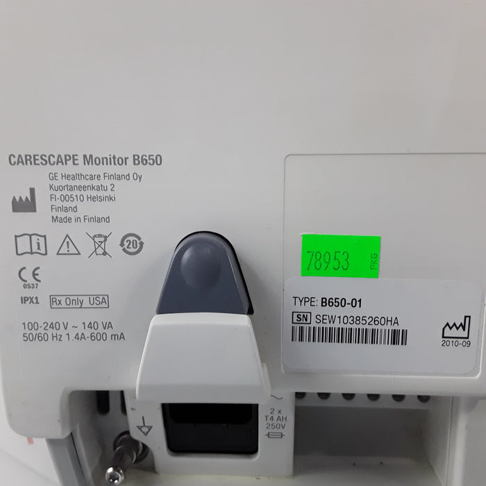 GE Healthcare Carescape B650 w/ Masimo PDM Patient Monitor