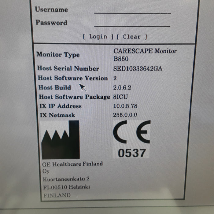 GE Healthcare Carescape B850 w/ Masimo PDM Patient Monitor