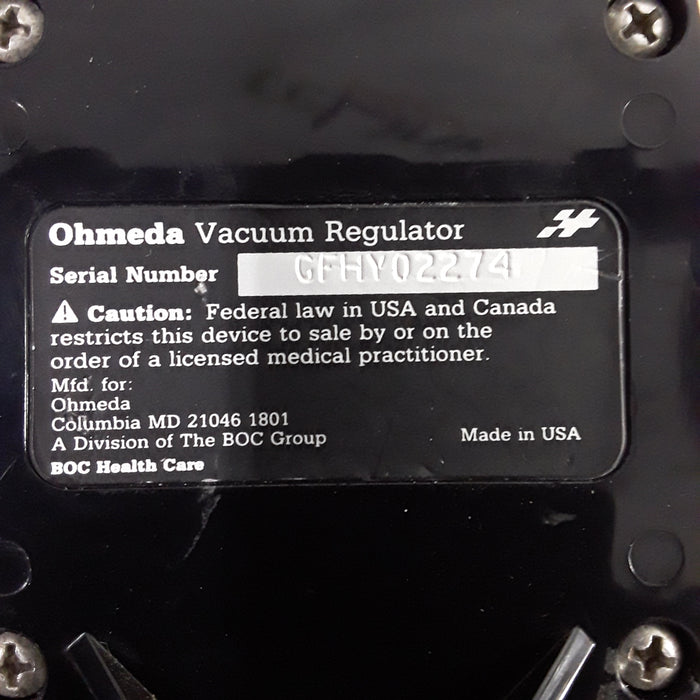 Ohmeda Medical Vacuum Regulator