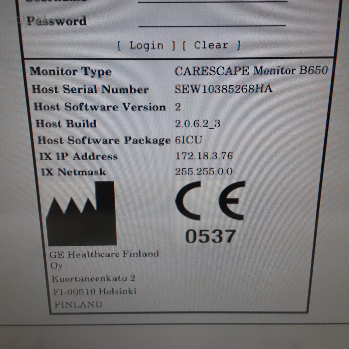 GE Healthcare Carescape B650 w/ Masimo PDM Patient Monitor