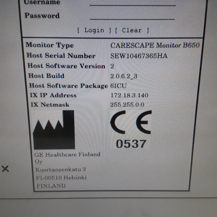 GE Healthcare Carescape B650 w/ Masimo PDM Patient Monitor