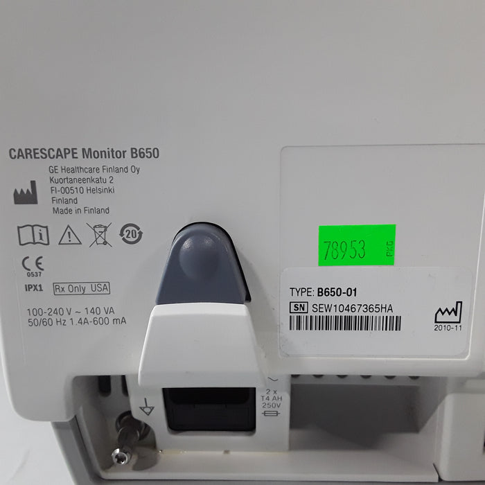 GE Healthcare Carescape B650 w/ Masimo PDM Patient Monitor