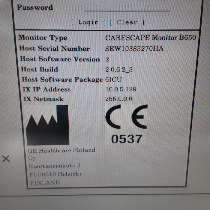 GE Healthcare Carescape B650 w/ Masimo PDM Patient Monitor