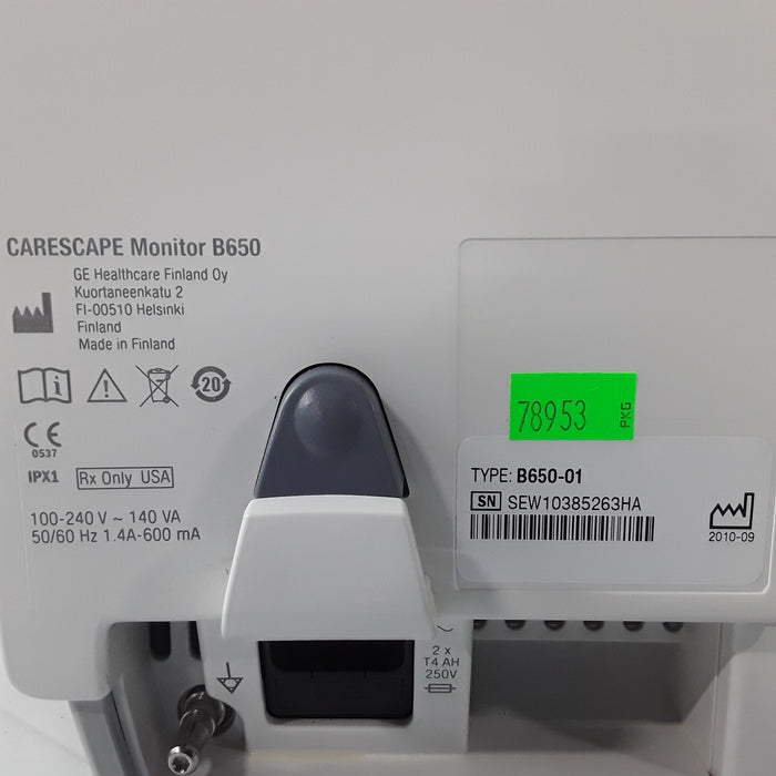 GE Healthcare Carescape B650 w/ Masimo PDM Patient Monitor