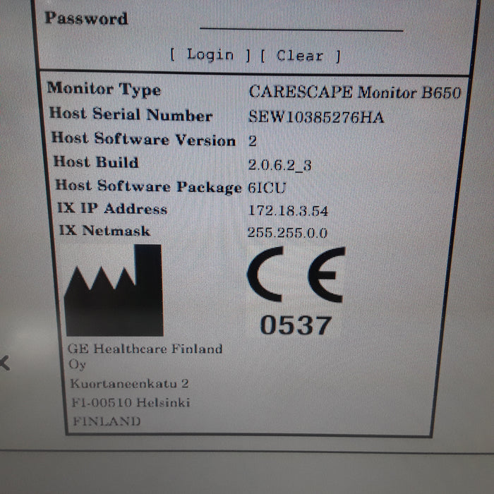 GE Healthcare Carescape B650 w/ Masimo PDM Patient Monitor