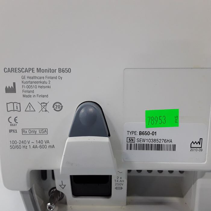 GE Healthcare Carescape B650 w/ Masimo PDM Patient Monitor