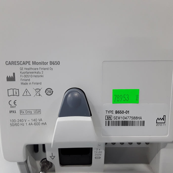 GE Healthcare Carescape B650 w/ Masimo PDM Patient Monitor