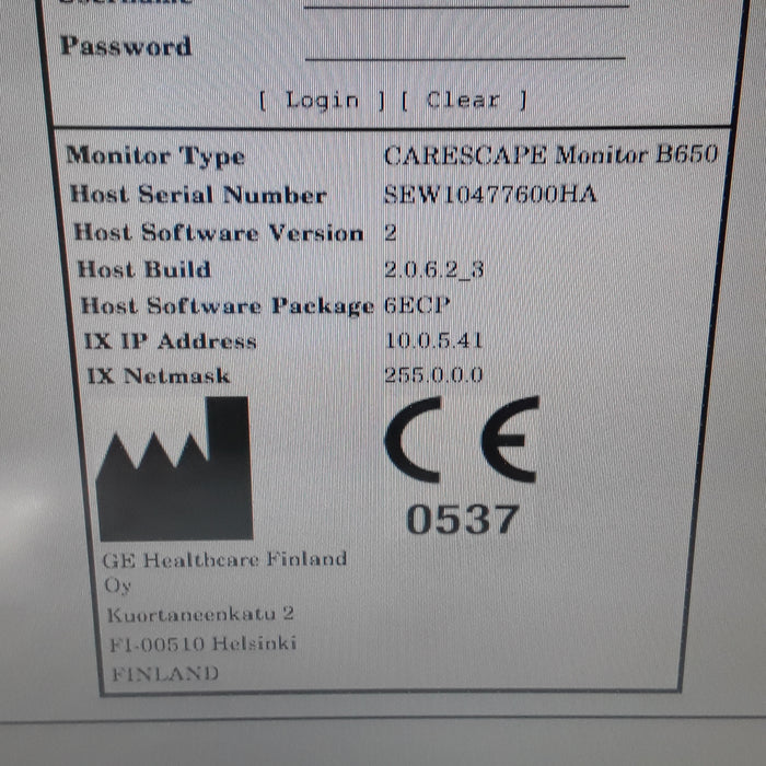 GE Healthcare Carescape B650 w/ Masimo PDM Patient Monitor