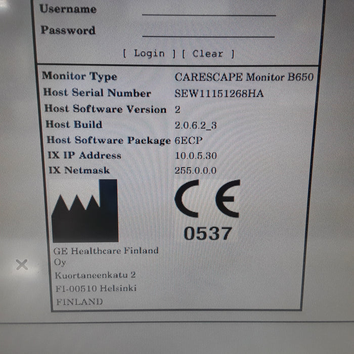 GE Healthcare Carescape B650 w/ Masimo PDM Patient Monitor