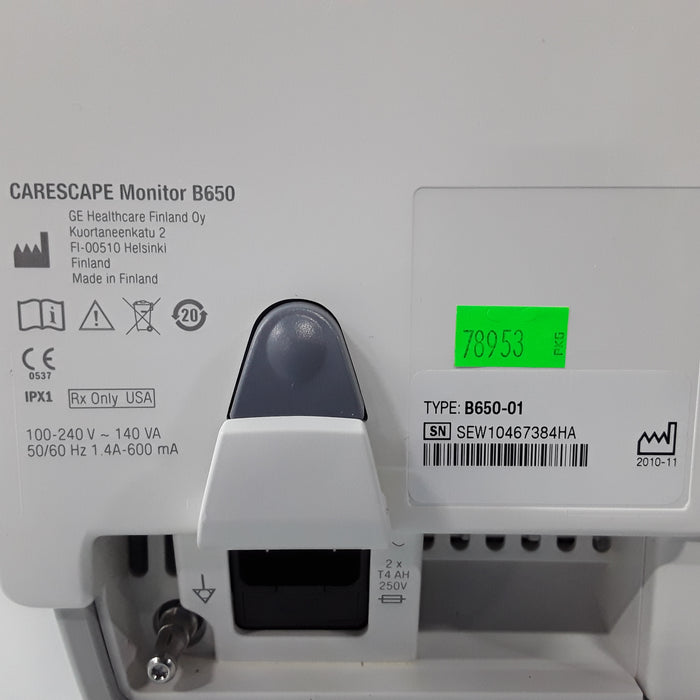 GE Healthcare Carescape B650 w/ Masimo PDM Patient Monitor