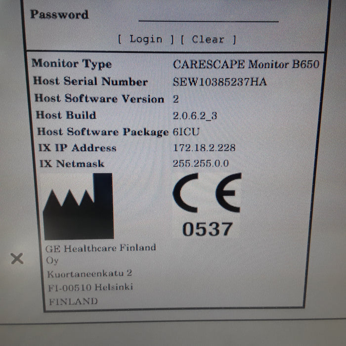 GE Healthcare Carescape B650 w/ Masimo PDM Patient Monitor
