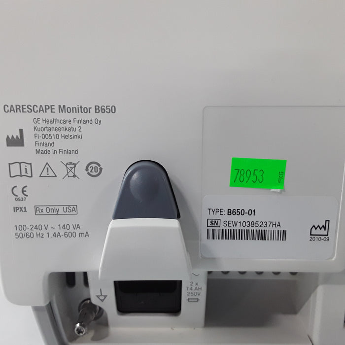 GE Healthcare Carescape B650 w/ Masimo PDM Patient Monitor