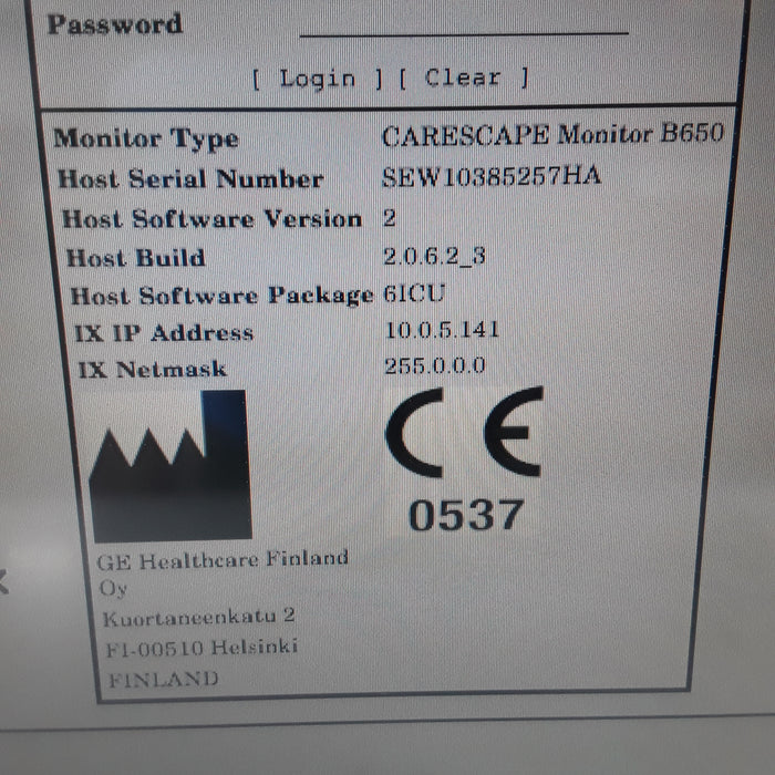 GE Healthcare Carescape B650 w/ Masimo PDM Patient Monitor