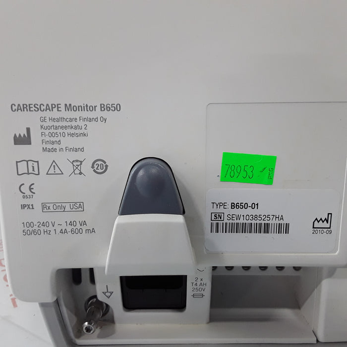 GE Healthcare Carescape B650 w/ Masimo PDM Patient Monitor