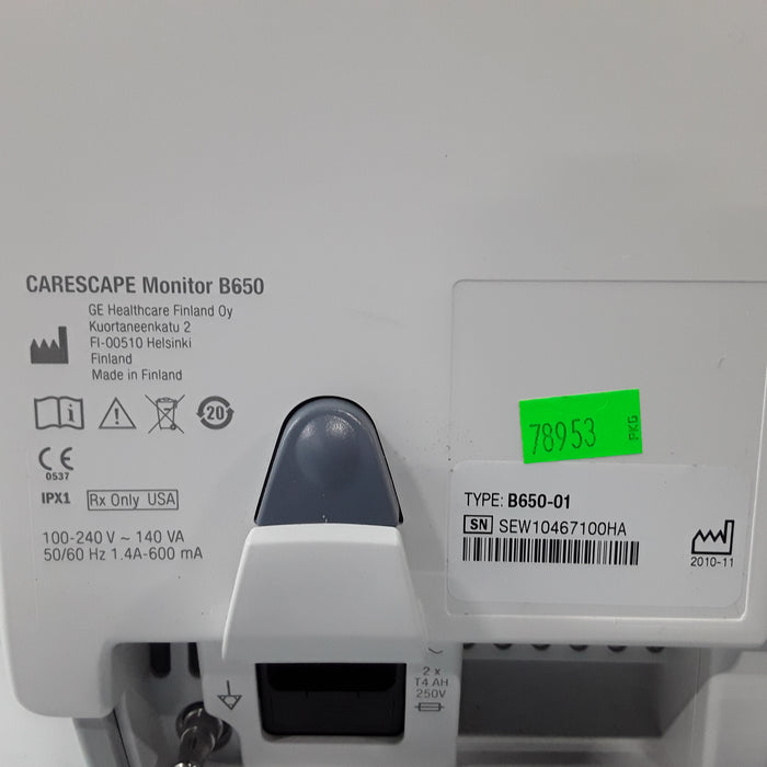 GE Healthcare Carescape B650 w/ Masimo PDM Patient Monitor