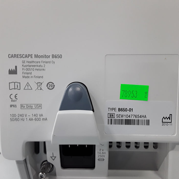 GE Healthcare Carescape B650 w/ Masimo PDM Patient Monitor