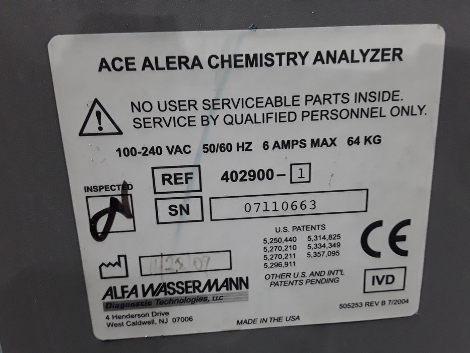Alfa Wassermann Ace Alera 402900 Chemistry Analyzer