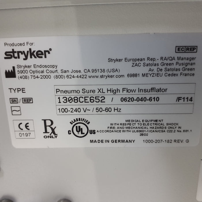 Stryker 620-040-610 Pneumo Sure XL High Flow Insufflator