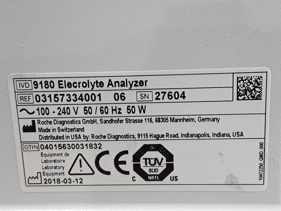 Roche Diagnostics 9180 Electrolyte Analyzer