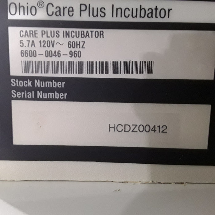 Ohmeda Medical Ohio Care Plus Incubator