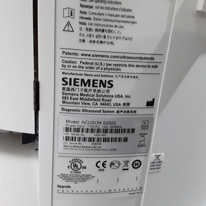 Siemens Acuson S2000 Ultrasound