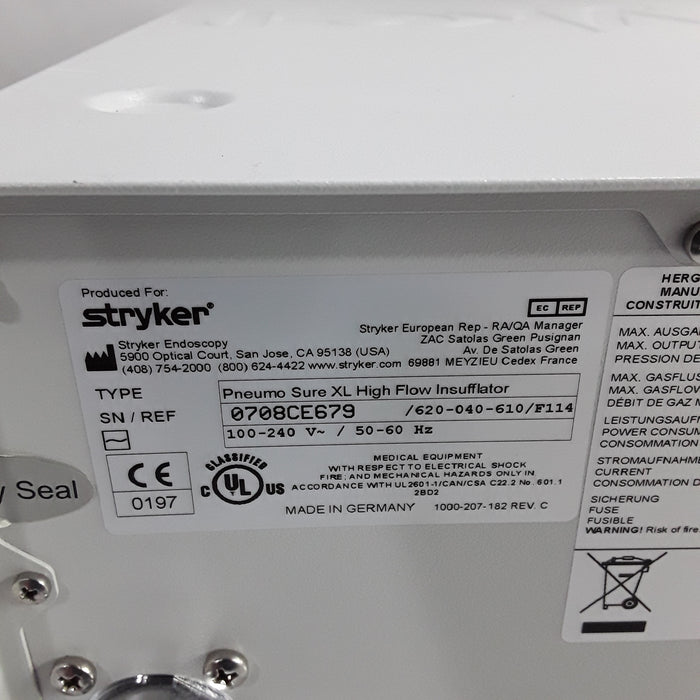 Stryker 620-040-610 Pneumo Sure XL High Flow Insufflator