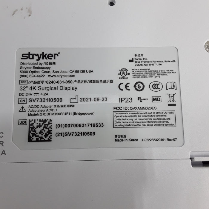 Stryker 32" 4K Surgical Display Monitor